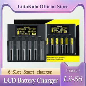 LiitoKala Lii-S6 18650 Ladegerät 3,2 V 3,7 V 6 Steckplätze mit automatischer Polaritätserkennung 26650 21700 14500 AA AAA-Batterien 1,2 V 3,85 V NiMH NI-CD