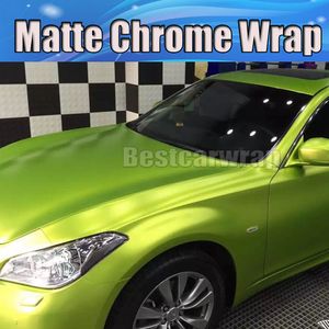 Lime Satin Chrome Viny para envoltura de automóvil con aire liberado para el estilo de auto de estilo de lámina de envoltura única 1.52x20m/rollo 4.98x66ft