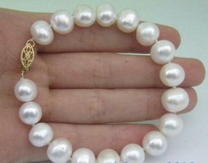 Bracelets à maillons 10-11MM BRACELET EN PERLE BLANCHE VÉRITABLE MER DU SUD Chaîne