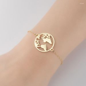 Bracelets à maillons 10 pièces en acier inoxydable deux trous de connexion carte du monde pendentifs à breloques pour collier Bracelet faisant des bijoux trouver