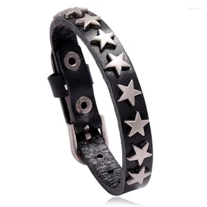 Bracelets à maillons en Faux cuir pour hommes et femmes, Punk étoile, à pointes, bijoux gothiques, accessoires pour vêtements Cosplay Emo, 2024