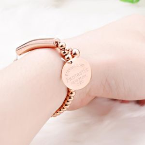 Bracelets à maillons en acier inoxydable 316L, perles rondes en forme de lettre, chaîne épaisse pour femmes, tendance, bijoux fins, cadeau de fête, SAB516