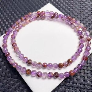 Bracelets de liaison 6 mm Natural Purple Garden Quartz Triple Circle Bracelet Crystal Reiki Heury Stone Fashion Bijoux Gift Gift for Women pour femmes