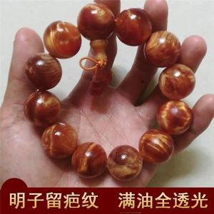 Bracelets de liaison Amber Wood Northeast Agarwood Huile complète chant transparent chant ziming ding bracelet burl Fire Pattern