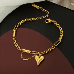 Bracelets à maillons ANENJERY 316L Bracelet coeur d'amour en acier inoxydable pour femmes pendentif stéréo Vintage gland vente en gros
