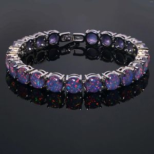 Bracelets à maillons, opale noire mystique, coupe ronde, pierres précieuses classiques, Tennis, arrivée