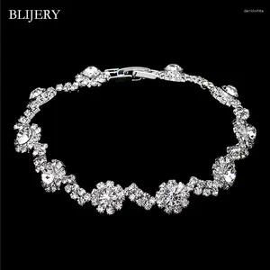 Bracelets de liaison Blijery Wave Shape Bracelet For Women Silver Color Crystal Bangles Bridesmaid Bridal Wedding Jewelry Gift