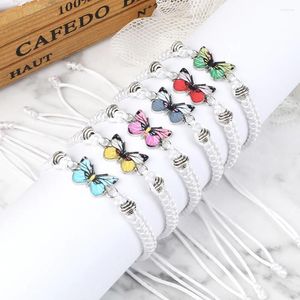 Pulseras de eslabones Pulsera de moda de mariposa Brazalete para mujeres Hombres Mano trenzada Hilo blanco Cuerda Cuerda Pareja Pulsera Regalo de joyería