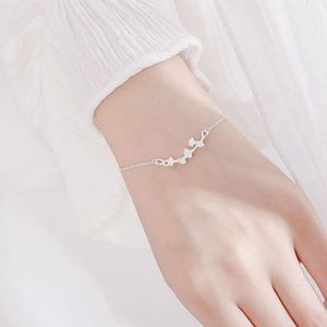 Lien Bracelets Chaîne Mode Feuille D'abricot Bracelet Femmes Simple Couleur Argent Réglable Filles JewelryLink
