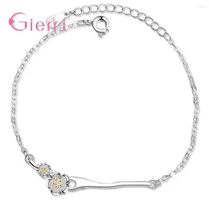 Bracelets de liaison conception 925 STERLING Silver Plum Charms Bracelet Korean Trend Simple Girlfriend Birthday Gift Bijoux Femme