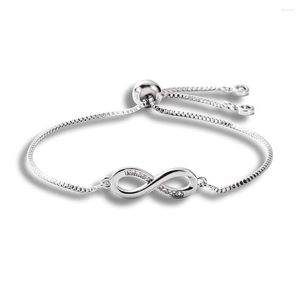 Lien Bracelets Eif Dock Luxe Argent Couleur Infinity Réglable Bracelet Pour Femmes Cubique Zircone 8 Mot Ami Cadeau Dropship