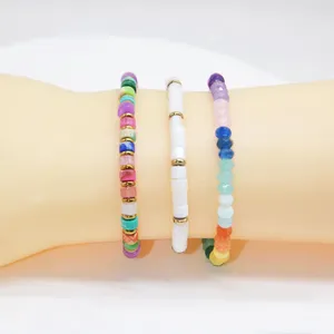 Bracelets à maillons en pierre naturelle colorée pour femmes et filles, bijoux d'été Boho, cadeaux, vente en gros, 2023