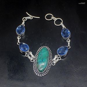 Lien Bracelets Gemstonefactory Bijoux Grande Promotion Unique Unique 925 Argent Mer Sédiment Bleu Topaze Dame Femmes Charme Bracelet 22cm