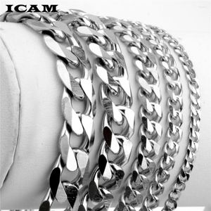 Pulseras de eslabones ICAM 3-11 mm Plata de acero inoxidable para hombres Cadena cubana para hombres Mujeres Regalo de joyería al por mayor