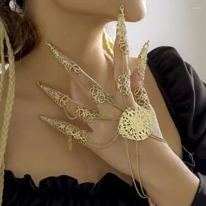 Pulseras de eslabones Ingemark exageradas Dubai Thai Color oro arnés pulsera de dedo mujeres cadena gruesa bailarina del vientre Cosplay mano