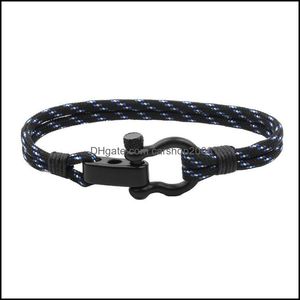 Enlace, pulseras Jewelrylink, cadena exterior Paracord hombres negro acero inoxidable grillete cuerda escalada joyería Heren brazalete Drop Delivery 2021