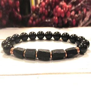 Bracelets à maillons MG2056 naturel à haute teneur en carbone véritable shungite russe Tourmaline noire Bracelet hommes racine Chakra poignet Mala