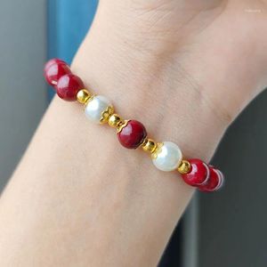 Bracelets de liaison en ligne Imitation rouge Bracelet Cinabar Verre Colore Pearl Fashion Hand String Live tiktok bon produit