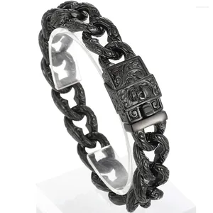 Bracelets de liaison Bracelet Punk Skull pour hommes en noire en acier inoxydable squelette bijoux masculin rockers accessoires