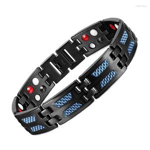 Lien Bracelets Titane Santé Bracelet Magnétique Bleu Couleur 4 Éléments Haute Qualité De Luxe Bracelets Cadeau Pour Hommes