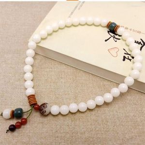 Lien Bracelets En Gros 5 Blanc Jade Bouddha Perle Bracelet Dames Hommes Rétro Long Perlé Simple Bijoux