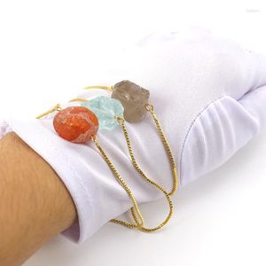 Bracelets à maillons en gros bijoux délicats pour femmes Bracelet réglable en alliage d'or chaîne en pierre naturelle pendentif à breloque fait à la main B40