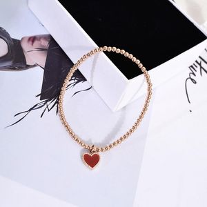 Lien Bracelets YUN RUO Arrivées Mode Style Chic Deux Côtés Coeur Rouge Perlé Bracelet Femme Noël Cadeau D'anniversaire Rose Or Couleur