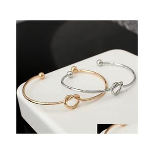 Lien chaîne arrivée concepteur 3 couleurs alliage manchette bracelets de charme pour femmes réglable ouvert noué bracelet bracelet bijoux de fête GIF Dhvhf