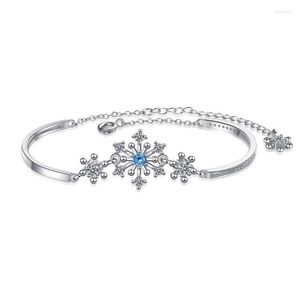 Cadena de eslabones lindo copo de nieve pulsera de circón para mujer pulseras de cristal azul en la mano amor amigas ocasión novia regalo joyería Kent22