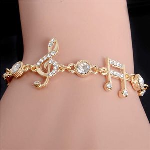 Cadena de eslabones Misananryne Regalos de joyería de lujo Color dorado Notas musicales Pulsera Crystal Zircon Charm Pulsera para mujer Joyería G230208