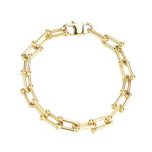 Cadena de eslabones de acero inoxidable Hip Hop, pulsera única de oro con eslabones en U, baile callejero, joyería llamativa, regalo para hombres y mujeres 207i