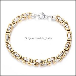 Chaîne de liaison en gros 5 mm 316l Titanium en acier or noir couleur impérial chain bracelet fashion cool mens bijoux Noël b lulubaby dhb3m