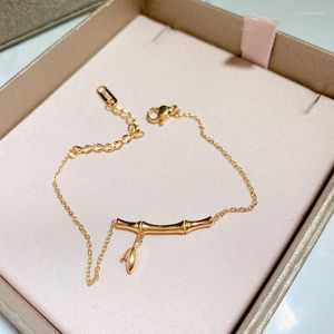 Cadena de eslabones YUN RUO 2022 llegadas 18 K oro bambú pulsera mujer 316L titanio acero joyería al por mayor ACC nunca se decolora