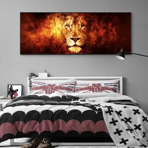 Lion in Flames Animaux sauvages toile Peinture Scandinavia Affiches et imprimés Cuadros Wall Art Pictures For Living Room Home Decor