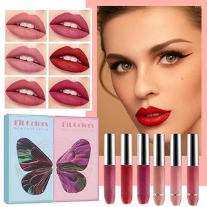 Brillant à lèvres 3 couleurs liquide rouge à lèvres ensemble antiadhésif tasse papillon étui mat Sexy rouge maquillage femmes cosmétiques boîte-cadeau