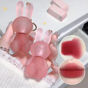 Lip Gloss Cute Rabbit Matte Velvet Glaze Summer Lovely Bunny Keychain Mud Texture Lipstick Pink Red Tint Cosmetic 231101