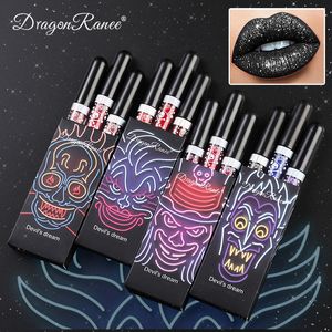 Brillo de labios Devil's Dream Halloween Diamond Glitter Kit Impermeable Líquido Lápiz labial negro Brillo y TintLip brillante