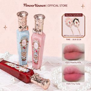 Lip Gloss Flower Knows Strawberry Rococo Series Cloud Cream Barras de labios Beauty Glazed Mirror Delicate Lipstick 3 5g 230801