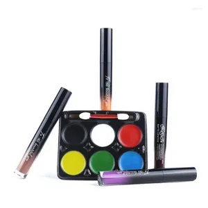 Brillo de labios Juego de maquillaje de Halloween Pintura facial Esmalte antiadherente de larga duración Mujeres y herramienta de belleza corporal