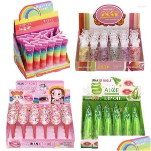 Lip Gloss Lipgloss Set 24 Pcs Avec Boîte Mignon Arc-En-Ciel Changement De Couleur Bâton Brillant Pour Les Lèvres Drop Delivery Santé Beauté Maquillage Dhewf