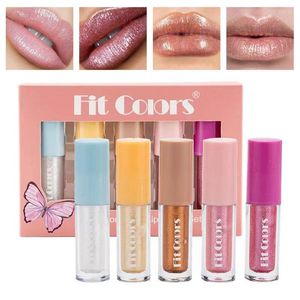 Lip Gloss Mini Lipstick Set 5 piezas Shimmery Kits para mujeres Diamond 0.1 Oz Makeup Light Lines Hidratante Cambio