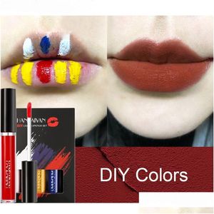 Lipstick Handaiyan DIY Liquid Set 5 Lipsticks Colors Moisturizer Longlasting High Pigment Gog Color de labio de labio Glaze Deliv Dhw54