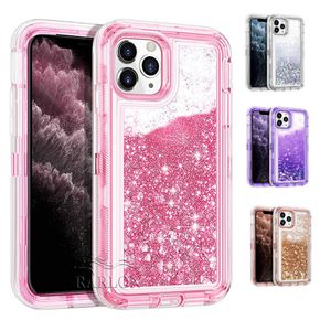 Liquid Bling Cases Cascada Glitter Heavy Duty Shiny Bumper Clear Rubber Defender Cover para iPhone 15 Pro Max 14 13 12 Mini 11 XS Max 7 8 plus XR Samsung S23 Ultra S22 S21