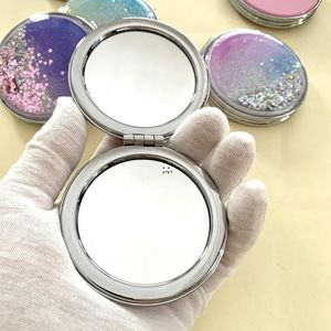 Liquide Bling Glitter Quicksand Miroir pliable portable 5 couleurs miroirs de poche pliable double face Rre12706