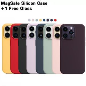 Funda magnética de silicona líquida para iPhone 15 Pro Max con ventana emergente con logotipo insertado compatible con MagSafe Case 14 Plus 13