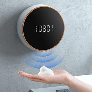Dispensateur de savon liquide Dispensateur en mousse Affichage LED Écran Induction Rondeuse à main avec température Capteur infrarouge domestique