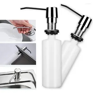 Dispensador de jabón líquido, fregadero de cocina, botella de acero inoxidable cepillado, accesorios de prensa manual para baño