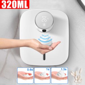 Dispensador de jabón líquido Máquina automática de espuma con sensor sin contacto montada en la pared con pantalla de temperatura Desinfectante de manos 221130