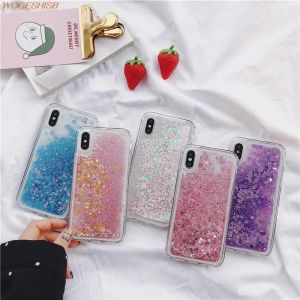 Liquid Soft Silicone Case para iPhone 14 13 12 11 Pro Max x xs xr 7 8 6 6s Plus SE 5 5S Glitter Quicksand Wing Water Cover