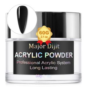 Líquidos 60g Negro Acrílico Polvo de uñas Polvo de cristal de líquido para tallado de uñas de extensión de uñas sin diseño de arte de uñas de lámpara UV